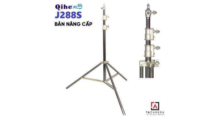 Chân Đèn Inox Lớn - Qihe J288S 2,8m - Bản Nâng Cấp