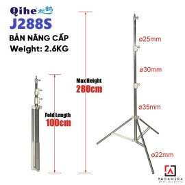 Chân Đèn Inox Lớn - Qihe J288S 2,8m - Bản Nâng Cấp