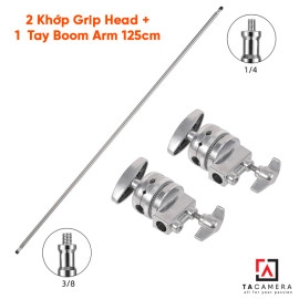 Tay Boom - Arm Treo Đèn Inox 125cm + 2 Khớp Nối Grip Head