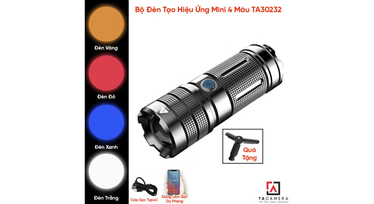 Bộ Đèn Tạo Hiệu Ứng Mini 4 Màu TA30232 - Tặng Tripod Mini