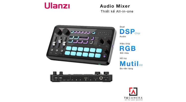 Bàn Trộn Ulanzi AX01 UCaster RGB Live Sound Card 4 Kênh
