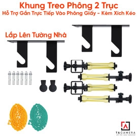 Khung Treo Phông 2 Trục Lắp Tường Hỗ Trợ Gắn Trực Tiếp Vào Phông Giấy - Kèm Xích Kéo