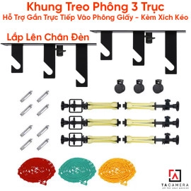 Khung Treo Phông 3 Trục Lắp Chân Đèn Hỗ Trợ Gắn Trực Tiếp Vào Phông Giấy - Kèm Xích Kéo