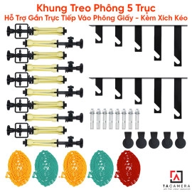 Khung Treo Phông 5 Trục Hỗ Trợ Gắn Trực Tiếp Vào Phông Giấy - Kèm Xích Kéo