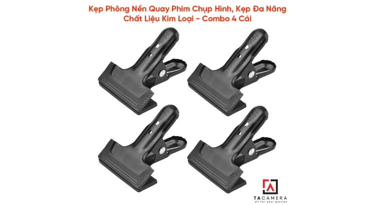 Combo 4 Cái - Kẹp Phông Nền Quay Phim Chụp Hình, Kẹp Đa Năng - Chất Liệu Kim Loại