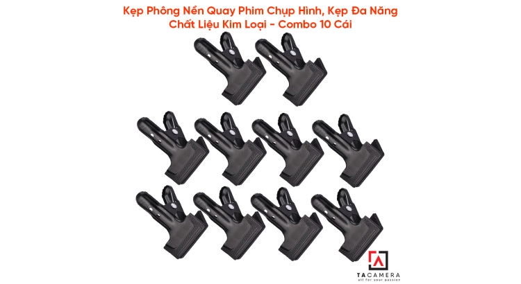Combo 10 cái - Kẹp Phông Nền Quay Phim Chụp Hình, Kẹp Đa Năng - Chất Liệu Kim Loại