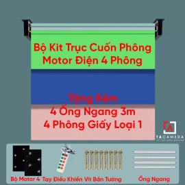Bộ Kit Trục Cuốn Phông Motor Điện 4 Phông - Tặng Kèm 4 Ống Ngang 3m + 4 Phông Giấy Loại 1
