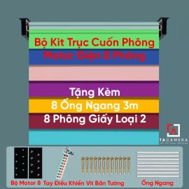 Bộ Kit Trục Cuốn Phông Motor Điện 8 Phông - Tặng Kèm 8 Ống Ngang 3m + 8 Phông Giấy Loại 2