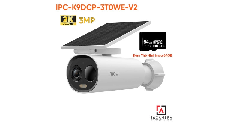 Kèm Thẻ Nhớ 64Gb - Camera Ngoài Trời Imou Cell 3C IPC-K9DCP-3T0WE-V2 2K 3MP Kèm Pin Năng Lượng Mặt Trời