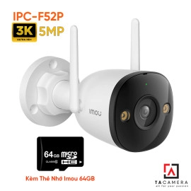 Kèm Thẻ Nhớ 64Gb - Camera Wifi Ngoài Trời Imou Bullet 2C IPC-F52P 5MP 3K - An Ninh Tối Ưu, Cảm Biến Chuyển Động, Chống Nước IP67