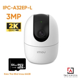 Kèm Thẻ Nhớ 64GB - Camera Wifi Không Dây Trong Nhà Imou Ranger 2 IPC-A32EP-L 3MP 2K, Hồng Ngoại 10m, Đàm Thoại 2 Chiều, Phát Hiện Chuyển Động