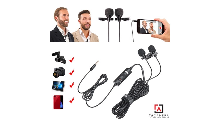 Mic Thu Âm Cài Áo Cho 2 Người BOYA BY-M1DM