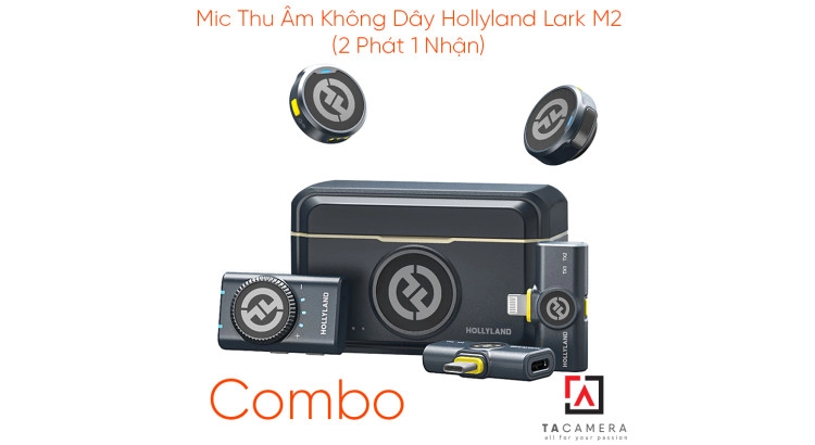Mic Thu Âm Không Dây Hollyland Lark M2 (2 Phát 1 Nhận) - Combo