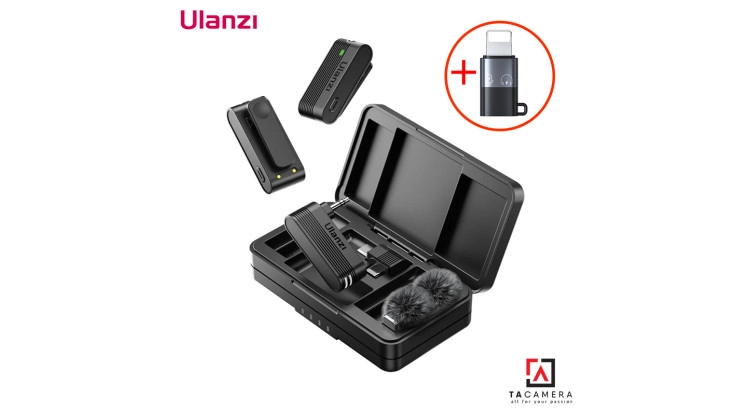 Micro Thu Âm Không Dây Cho Điện Thoại Cổng Type-C / Máy Ảnh Ulanzi A100  + Adapter Lightning