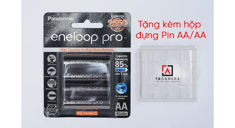 Pin Eneloop Pro - Pin Đen - AA BK-3HCCA/4BW - 2550mAh
