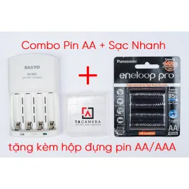Combo Pin AA Eneloop Đen + Sạc Nhanh